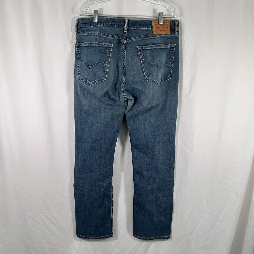 Levis 505 Jeans Men's 36x32 Medium Wash Denim Pockets Button Zip Cotton Blend